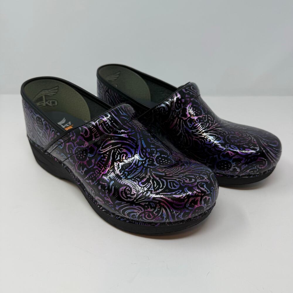 Dansko XP 2.0 Professional Nursing Shoes Women's 41 Black Multi Color Floral EUC - Picture 5 of 15